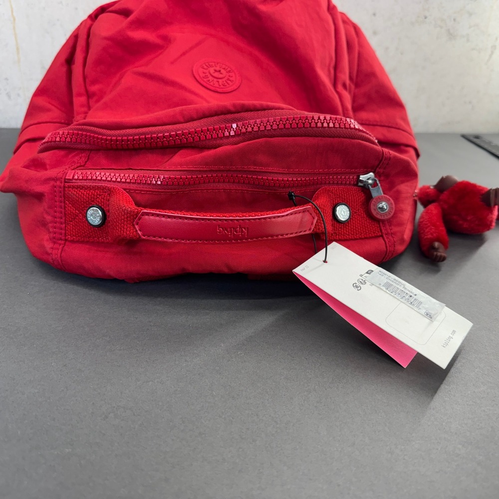Kipling Seoul Red Nylon 27L Backpack NWT, Laptop Compartment, Monkey Keychain - Picture 7 of 10